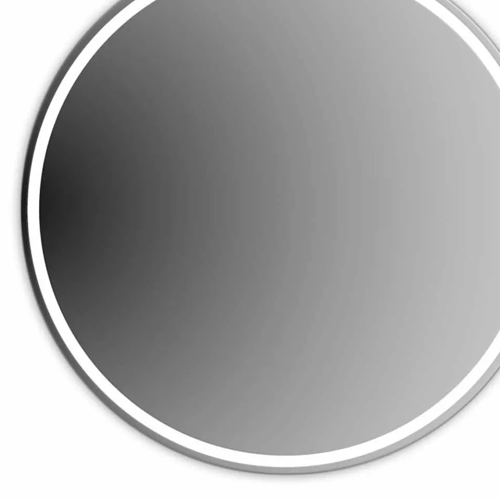 Runder, von hinten beleuchteter Badezimmerspiegel mit Sandstrahlung Made in Italy - Ranio