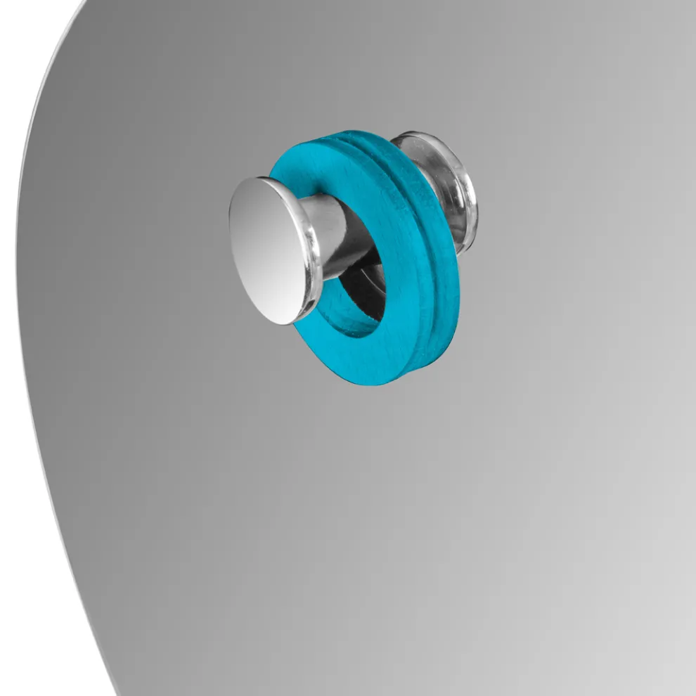 Runder Wandspiegel mit farbigem Teakholzring Made in Italy - Odile