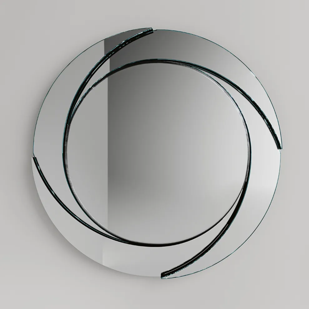 Runder Wandspiegel mit Holzstruktur Made in Italy - Navona