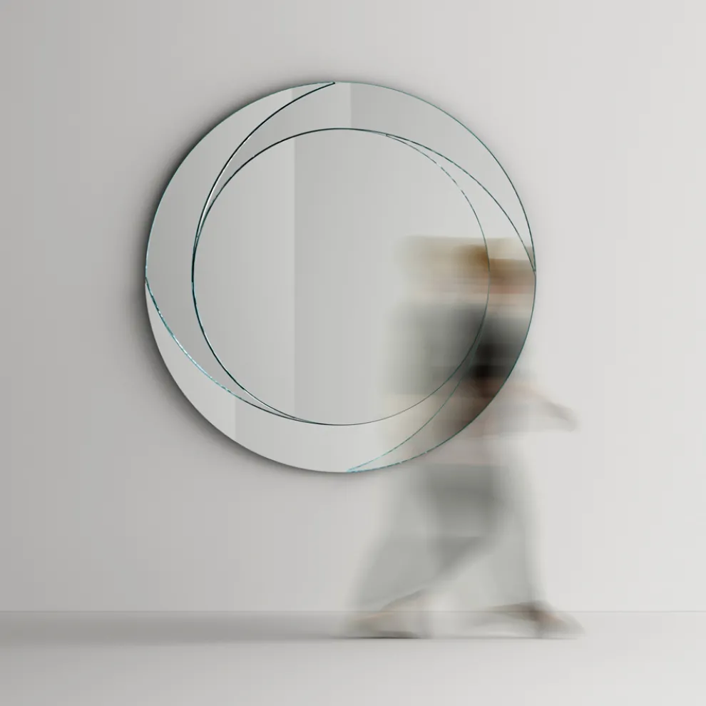 Runder Wandspiegel mit Holzstruktur Made in Italy - Navona