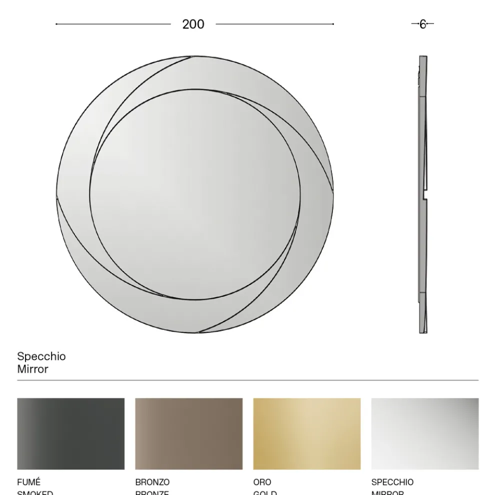 Runder Wandspiegel mit Holzstruktur Made in Italy - Navona