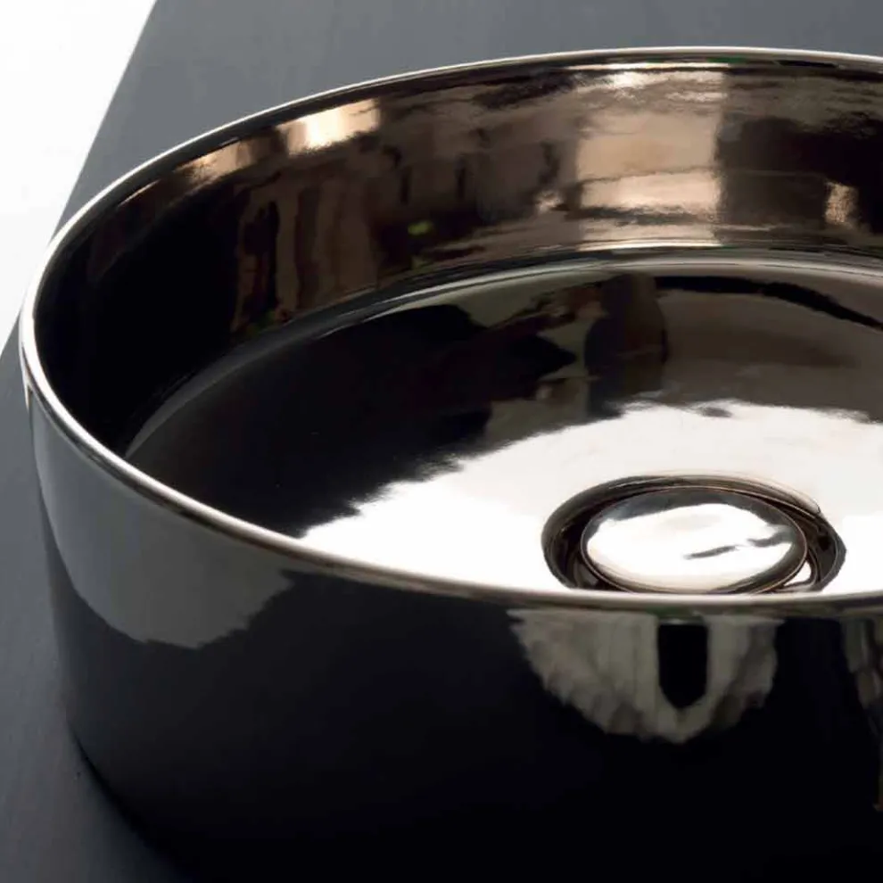 Rundes Aufsatzwaschbecken aus farbiger Keramik, hergestellt in Italien