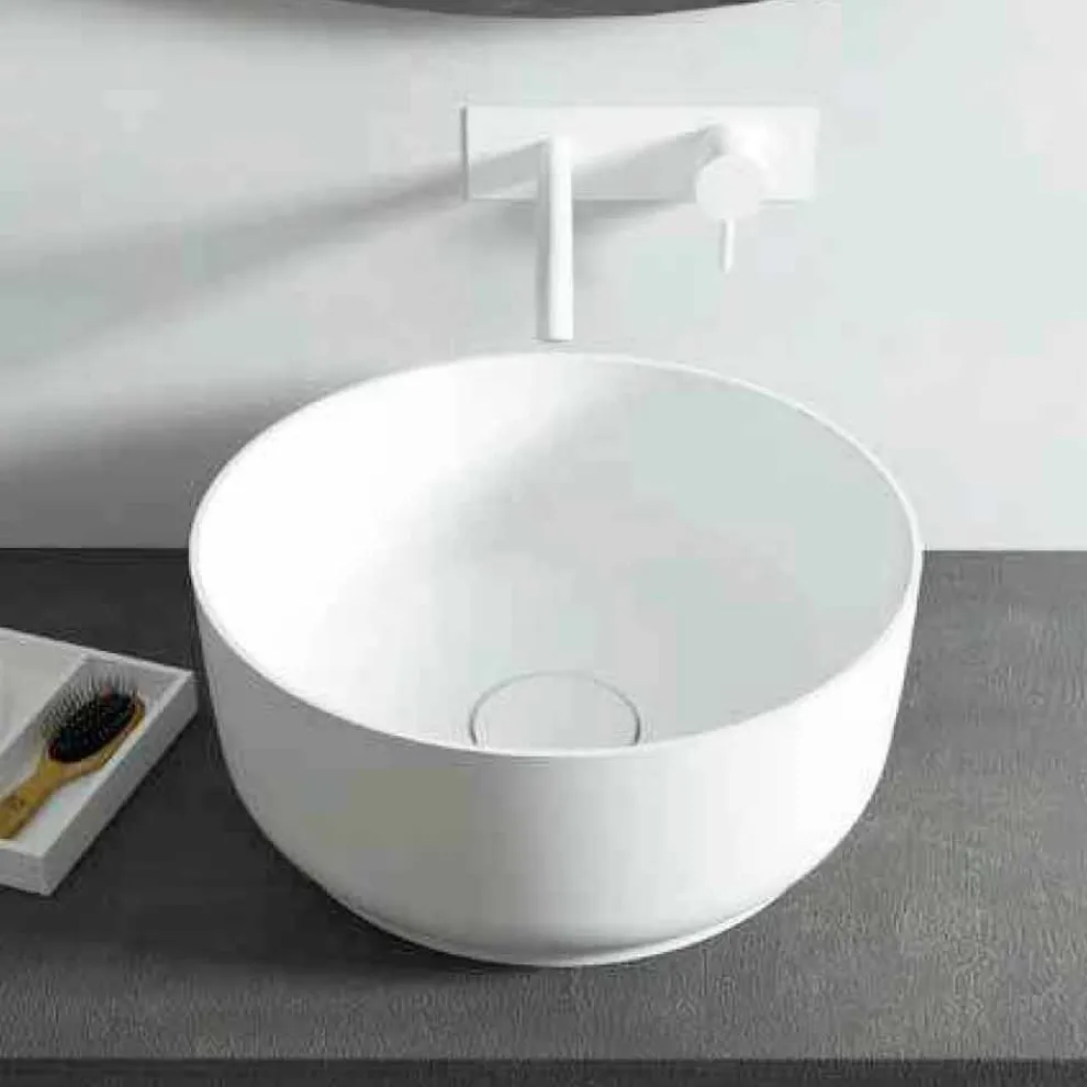 Rundes Aufsatzwaschbecken Dalmine,mit modernem Design, made in Italy