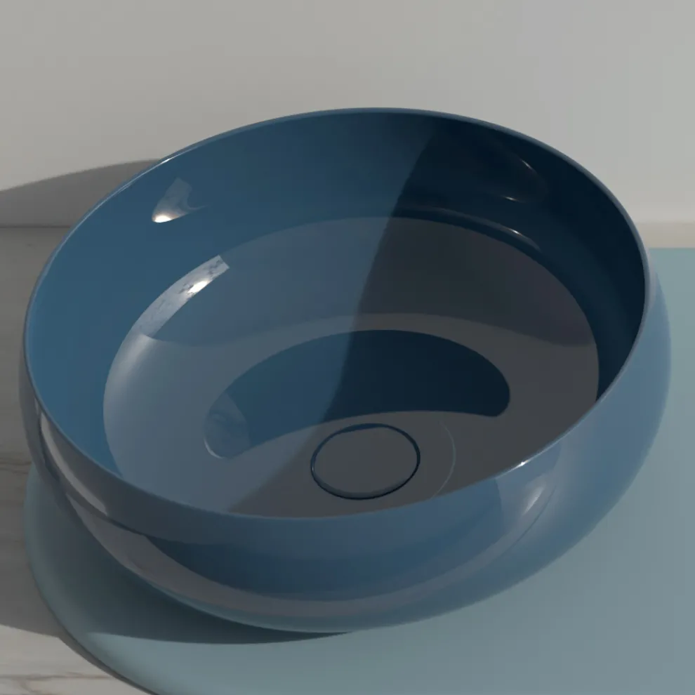 Rundes Aufsatzwaschbecken aus farbiger Keramik, hergestellt in Italien – Schüssel