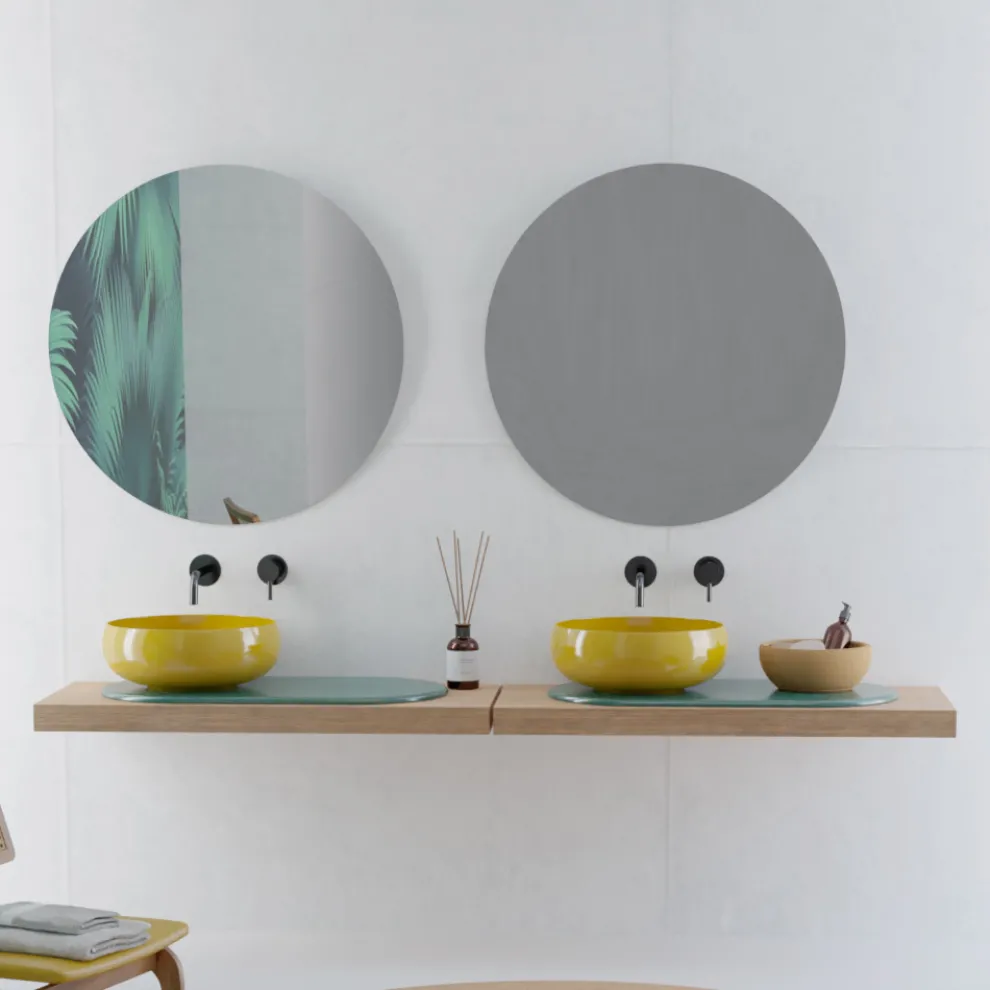 Rundes Aufsatzwaschbecken aus farbiger Keramik, hergestellt in Italien – Schüssel