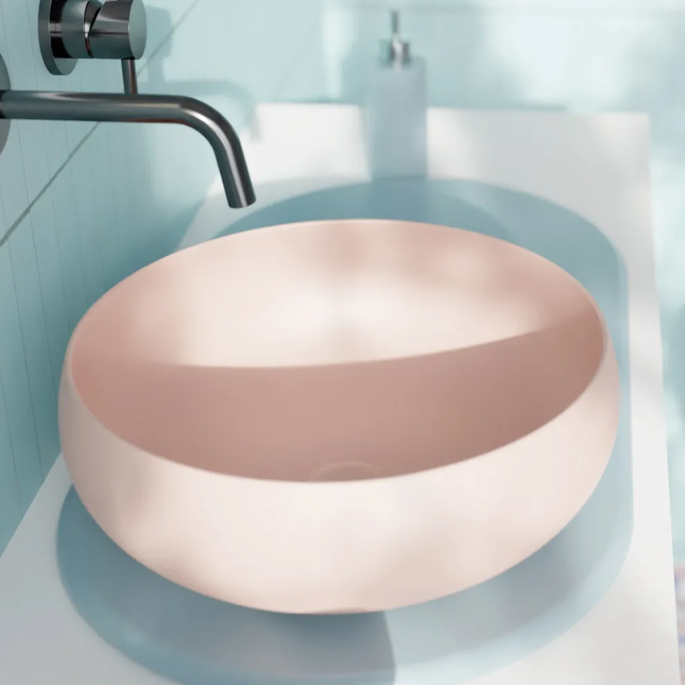 Rundes Aufsatzwaschbecken aus farbiger Keramik, hergestellt in Italien – Schüssel