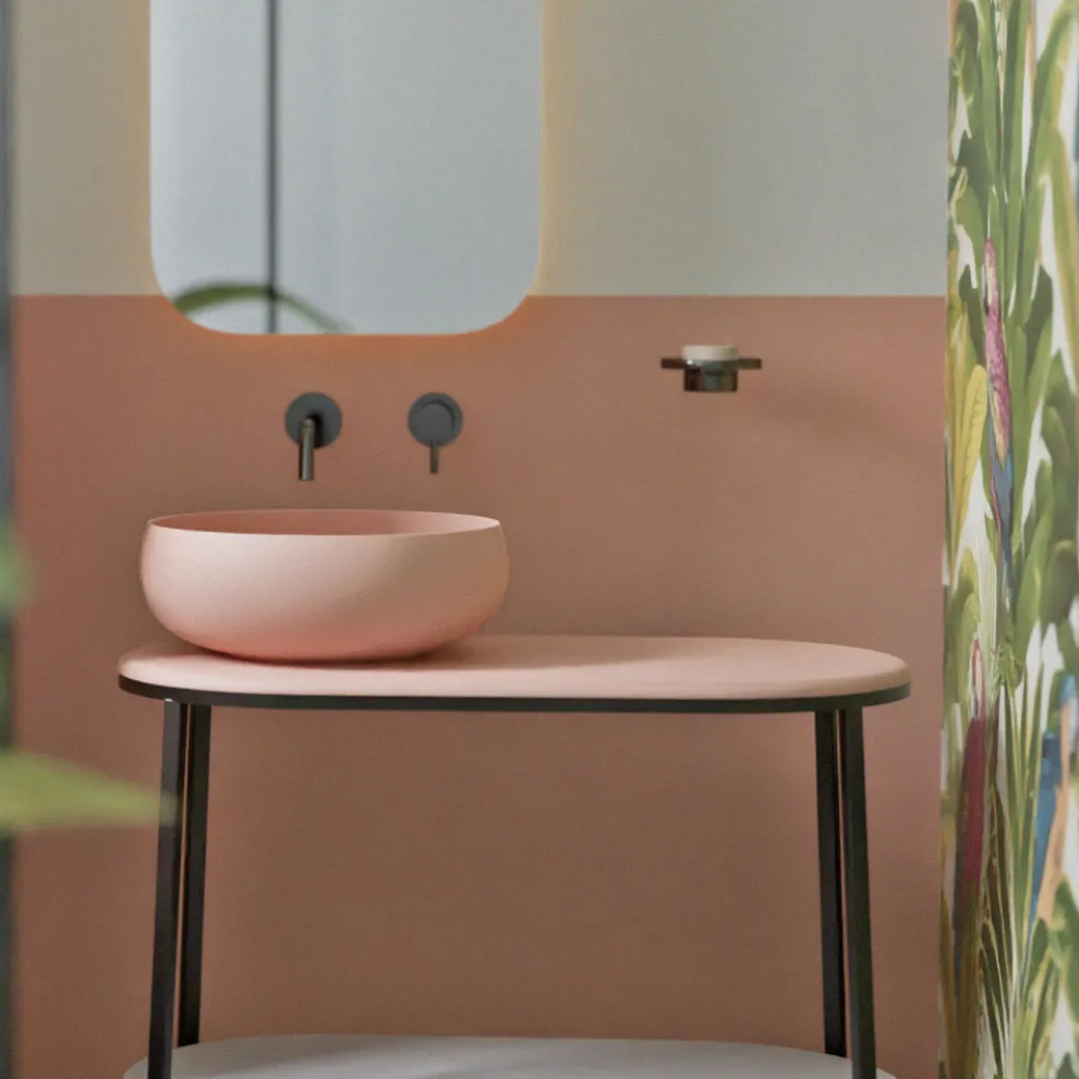 Rundes Aufsatzwaschbecken aus farbiger Keramik, hergestellt in Italien – Schüssel