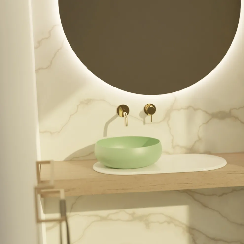 Rundes Aufsatzwaschbecken aus farbiger Keramik, hergestellt in Italien – Schüssel