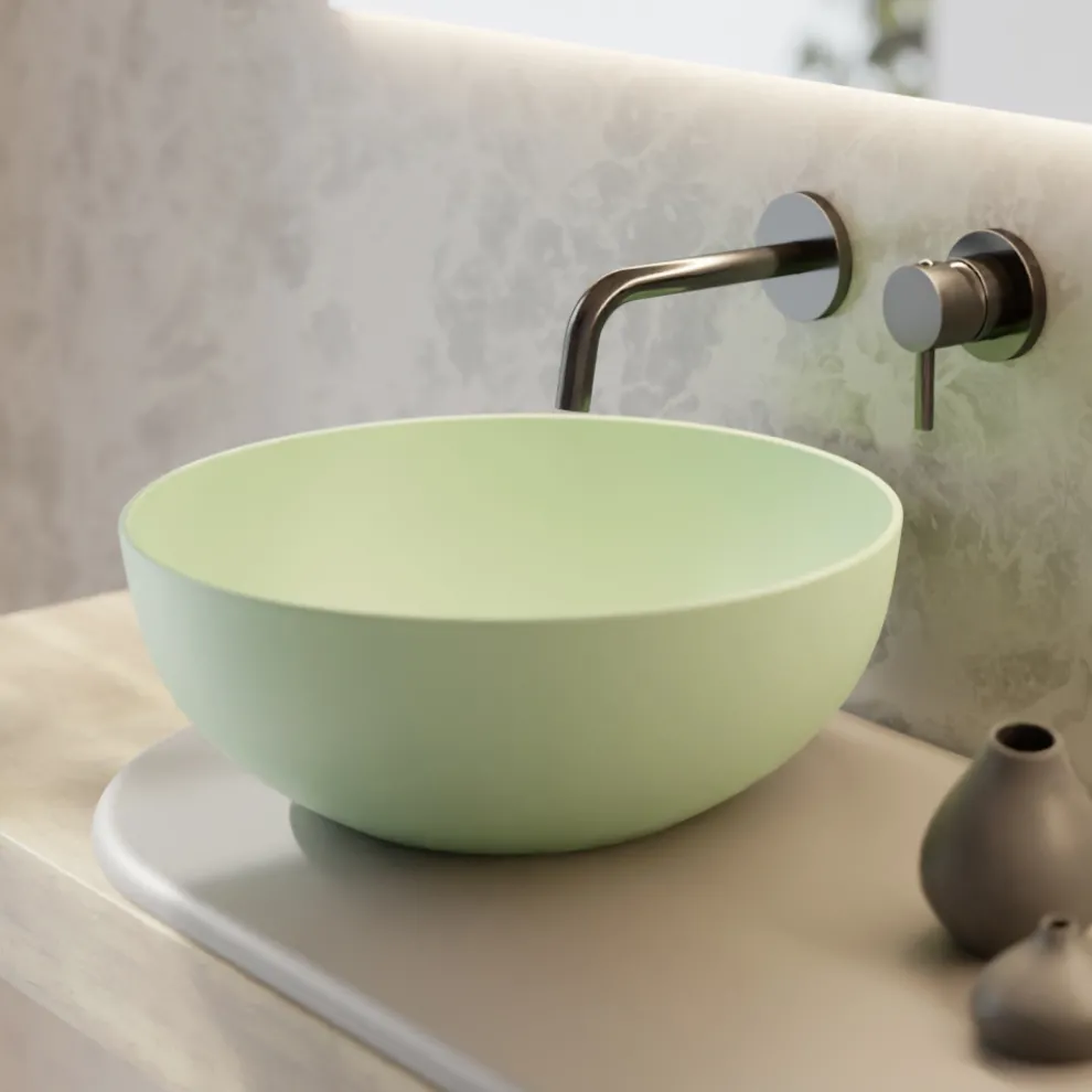 Rundes Aufsatzwaschbecken aus farbiger Keramik, L 40 cm – Chicco