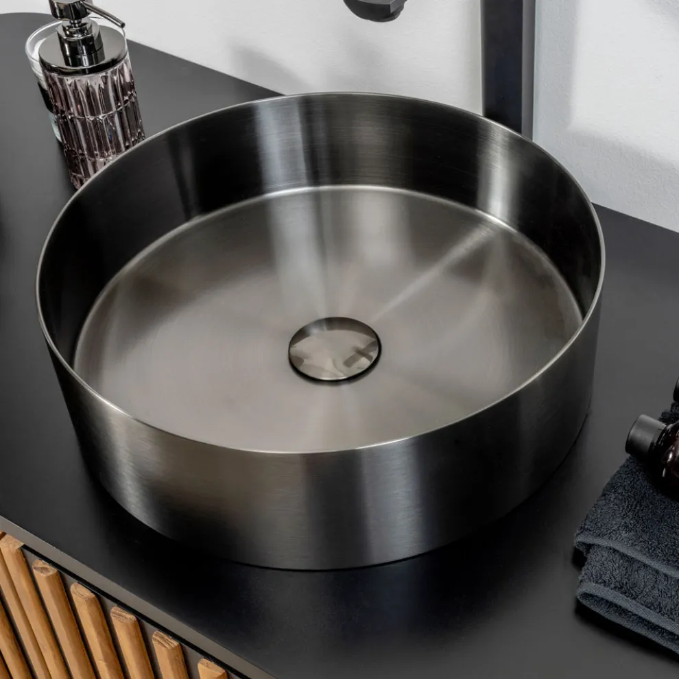 Rundes Aufsatzwaschbecken aus Edelstahl in verschiedenen Ausführungen – Fiordaliso