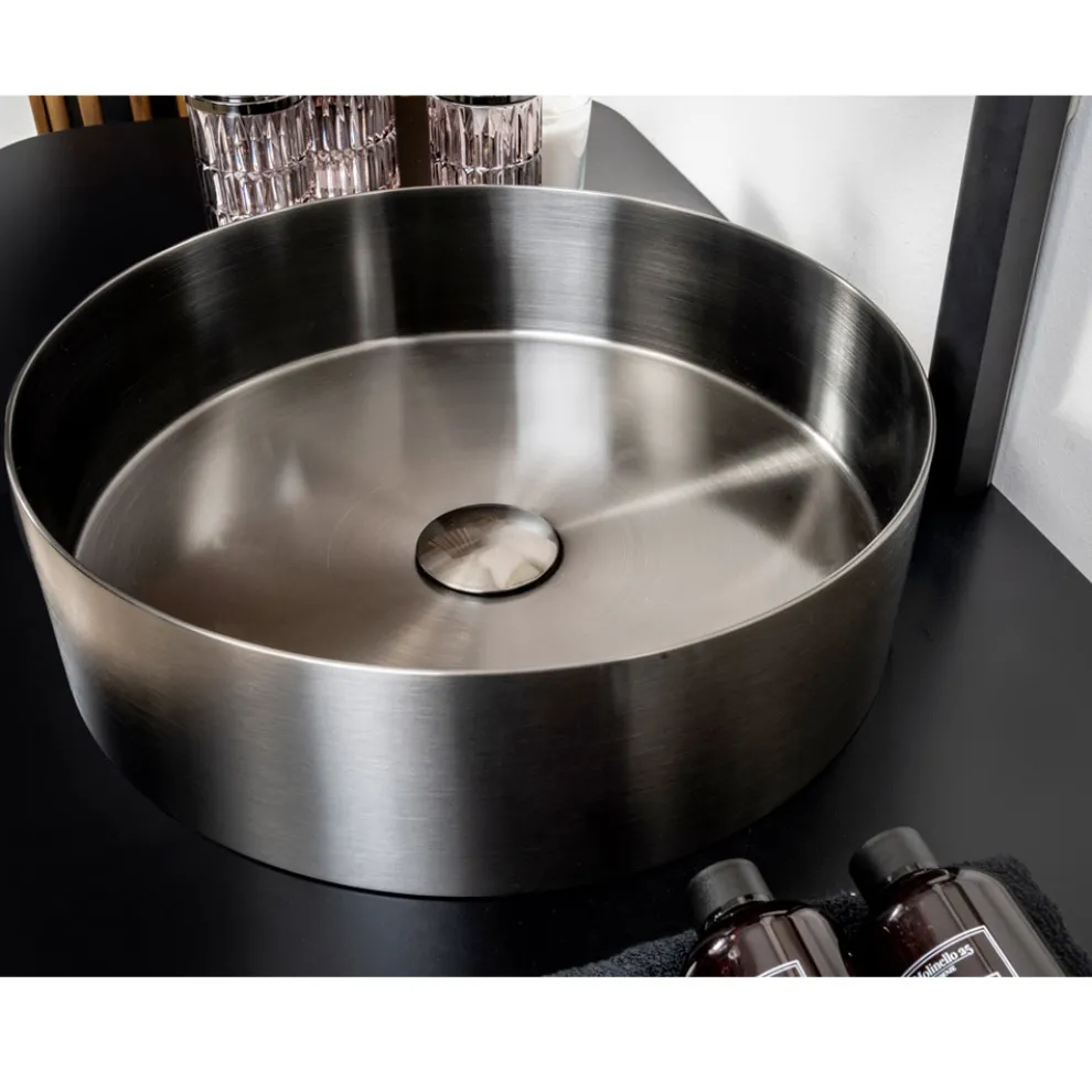 Rundes Aufsatzwaschbecken aus Edelstahl in verschiedenen Ausführungen – Fiordaliso