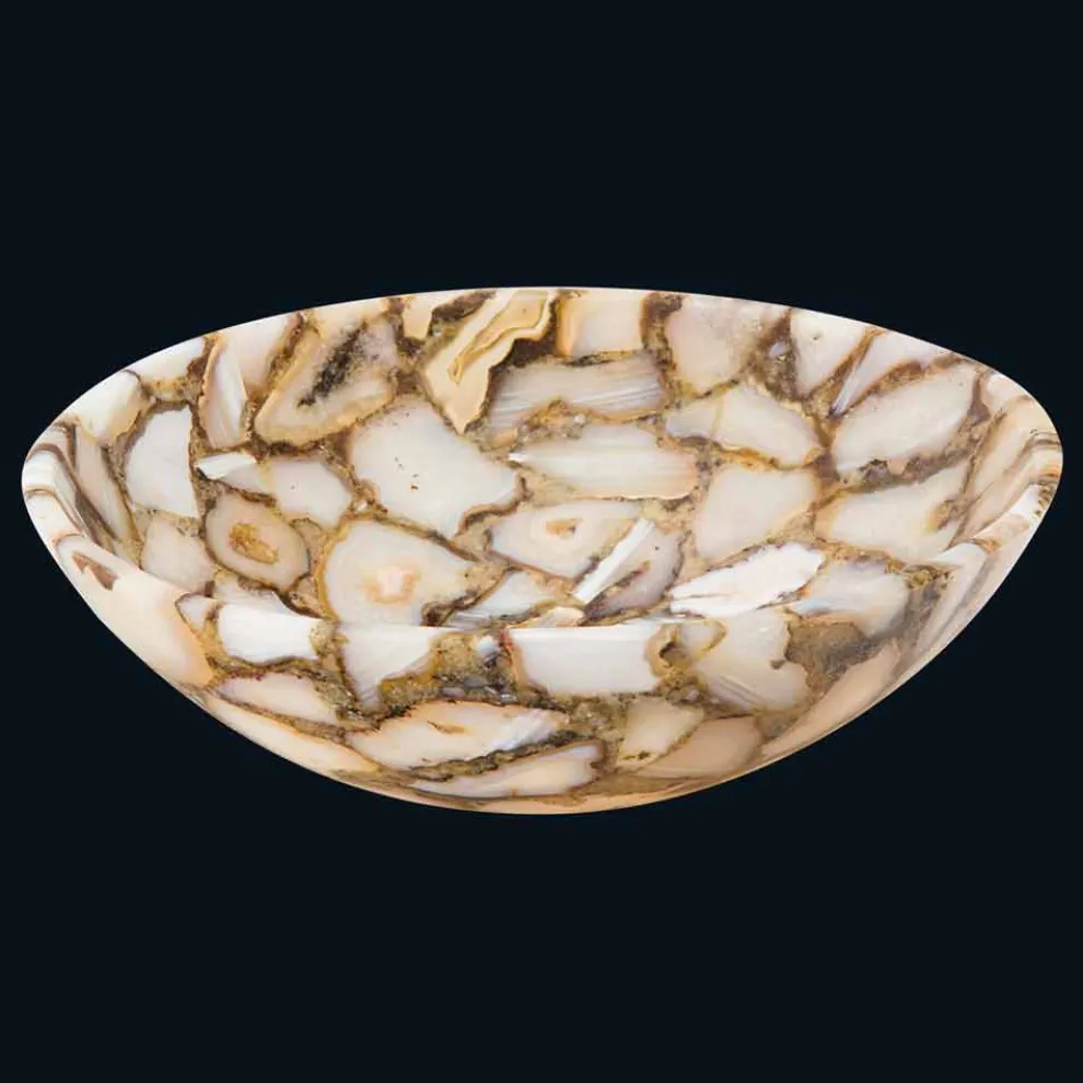 Rundes Design-Aufsatzwaschbecken aus Achat Stein Mila, Einzelstück