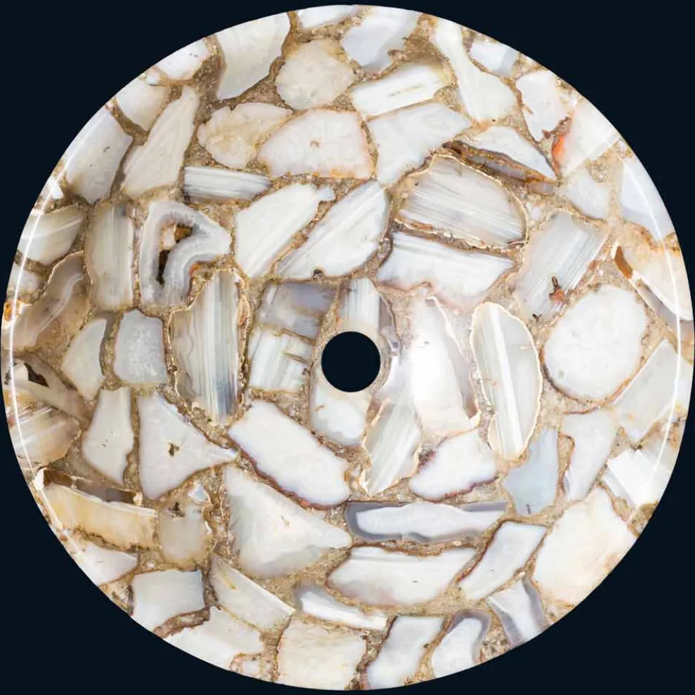 Rundes Design-Aufsatzwaschbecken aus Achat Stein Mila, Einzelstück