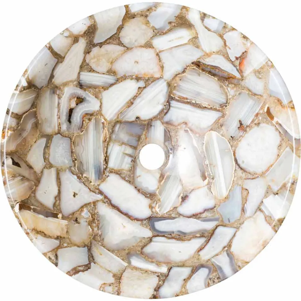 Rundes Design-Aufsatzwaschbecken aus Achat Stein Mila, Einzelstück