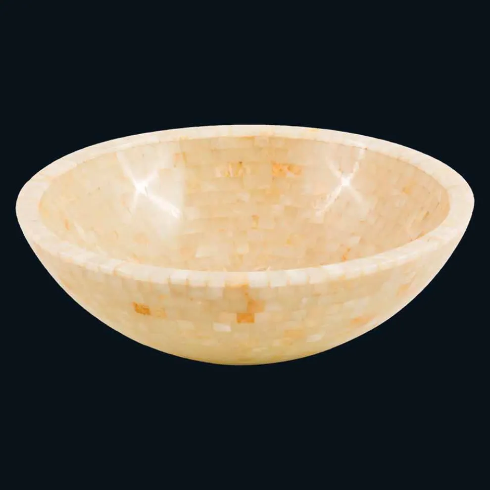 Rundes honigfarbes Design-Aufsatzwaschbecken aus Onyx Kilian