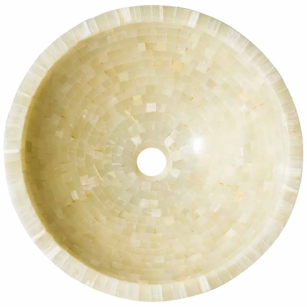 Rundes honigfarbes Design-Aufsatzwaschbecken aus Onyx Kilian