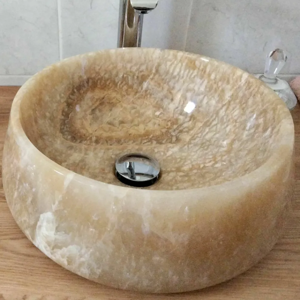 Rundes Waschtisch mit Arbeitsplatte aus reinem Onyx Einzigartiges Design - Ramiro