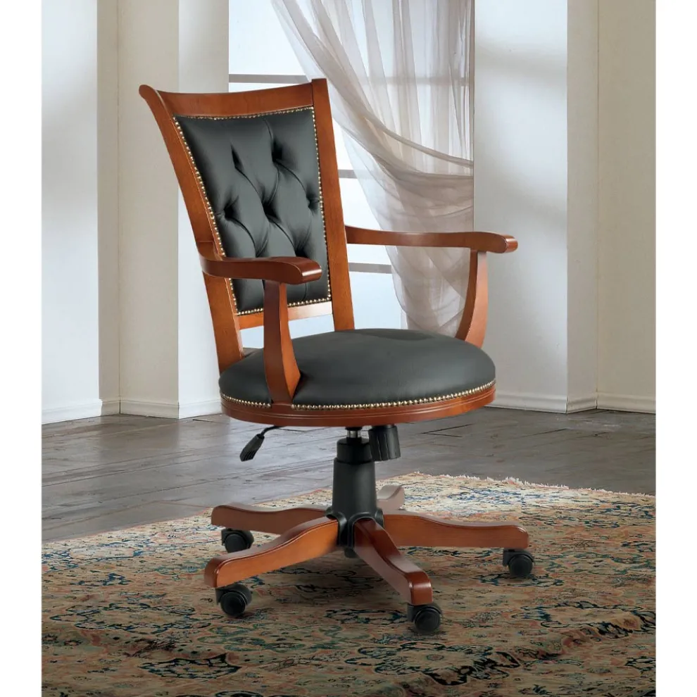 Drehsessel mit Bezug aus luxuriösem Kunstleder Made in Italy - Brigitte