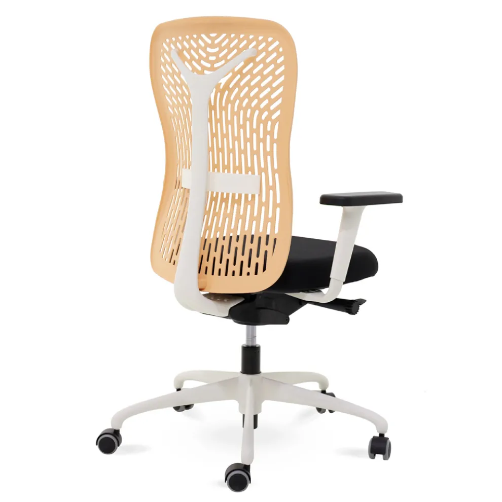 Ergonomischer und drehbarer Bürostuhl mit Armlehnen und weißer Struktur - Fulvio