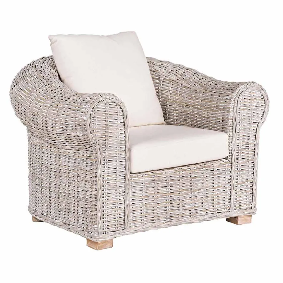 Ethnischer Sessel für drinnen oder draußen in Rattan Homemotion - Francioso