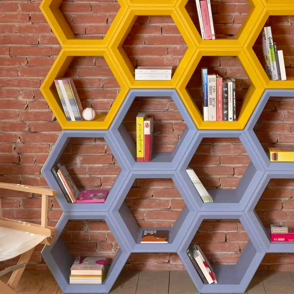 Schieben Sie Hexa-farbiges Wandbücherschrank in Italien