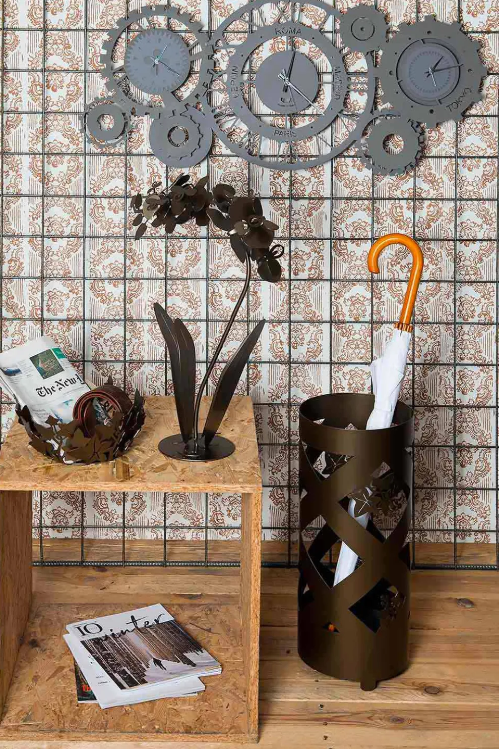 Schirmständer aus farbigem Eisen in modernem Design Made in Italy - Enrica