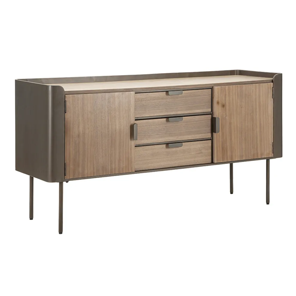 Schrank aus Tannenholz und Grauguss mit 3 Schubladen und 2 Türen - Cooper