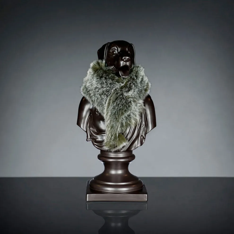 Schwarze handgefertigte Keramikskulptur 100 % Made in Italy Fabas 2