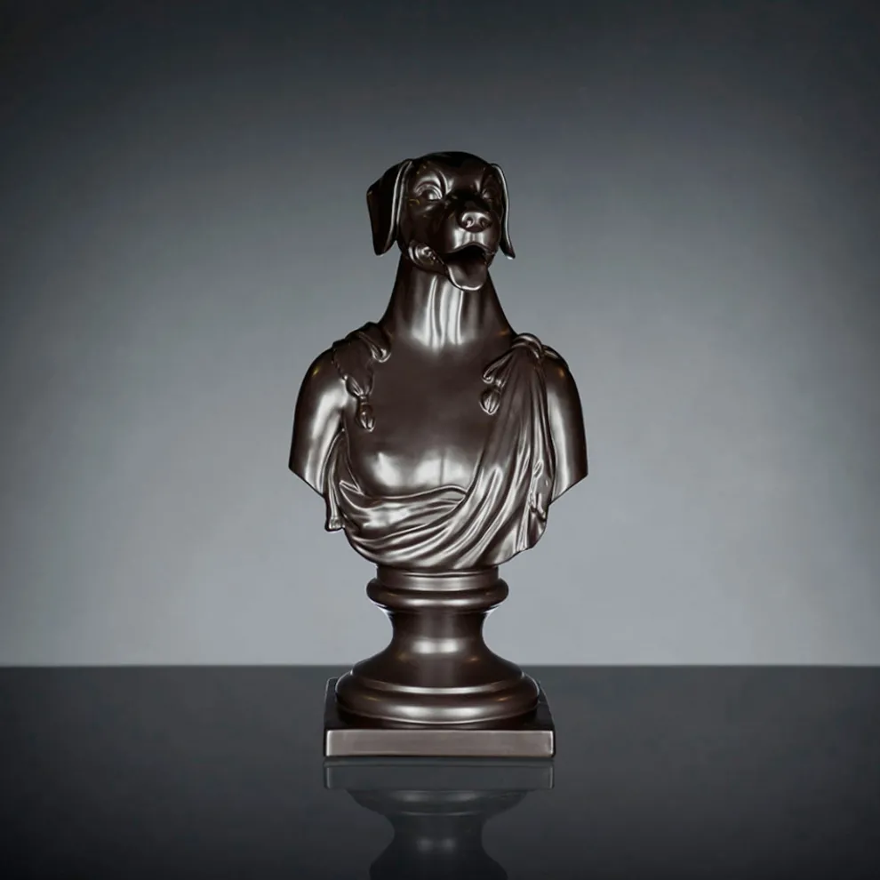 Schwarze handgefertigte Keramikskulptur 100 % Made in Italy Fabas 2