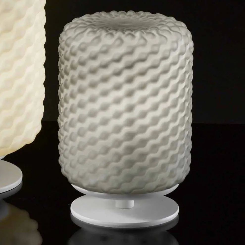 Selene Domini Tischlampe Ø15 H22cm, handgemachtes geblasenes Glas