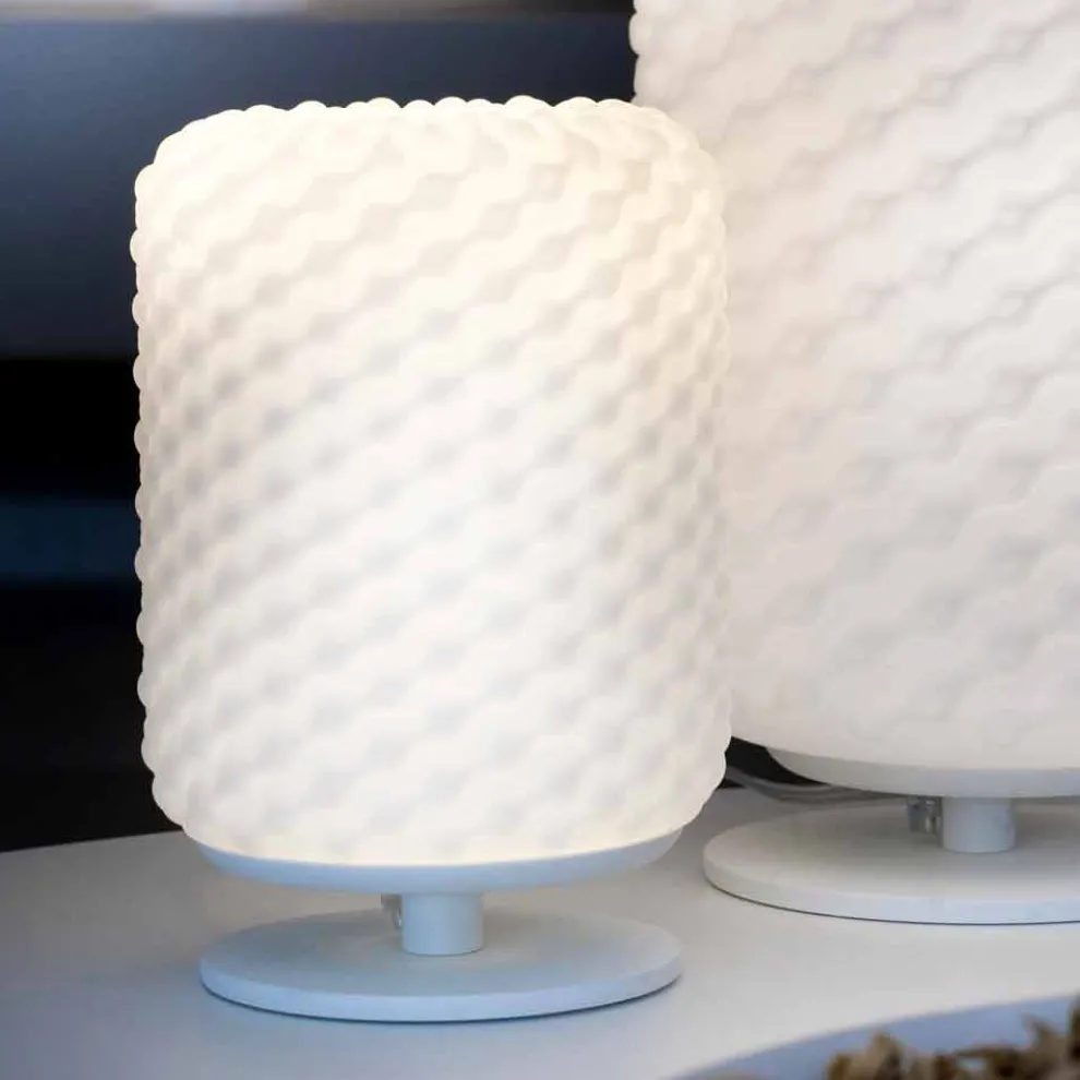 Selene Domini Tischlampe Ø15 H22cm, handgemachtes geblasenes Glas