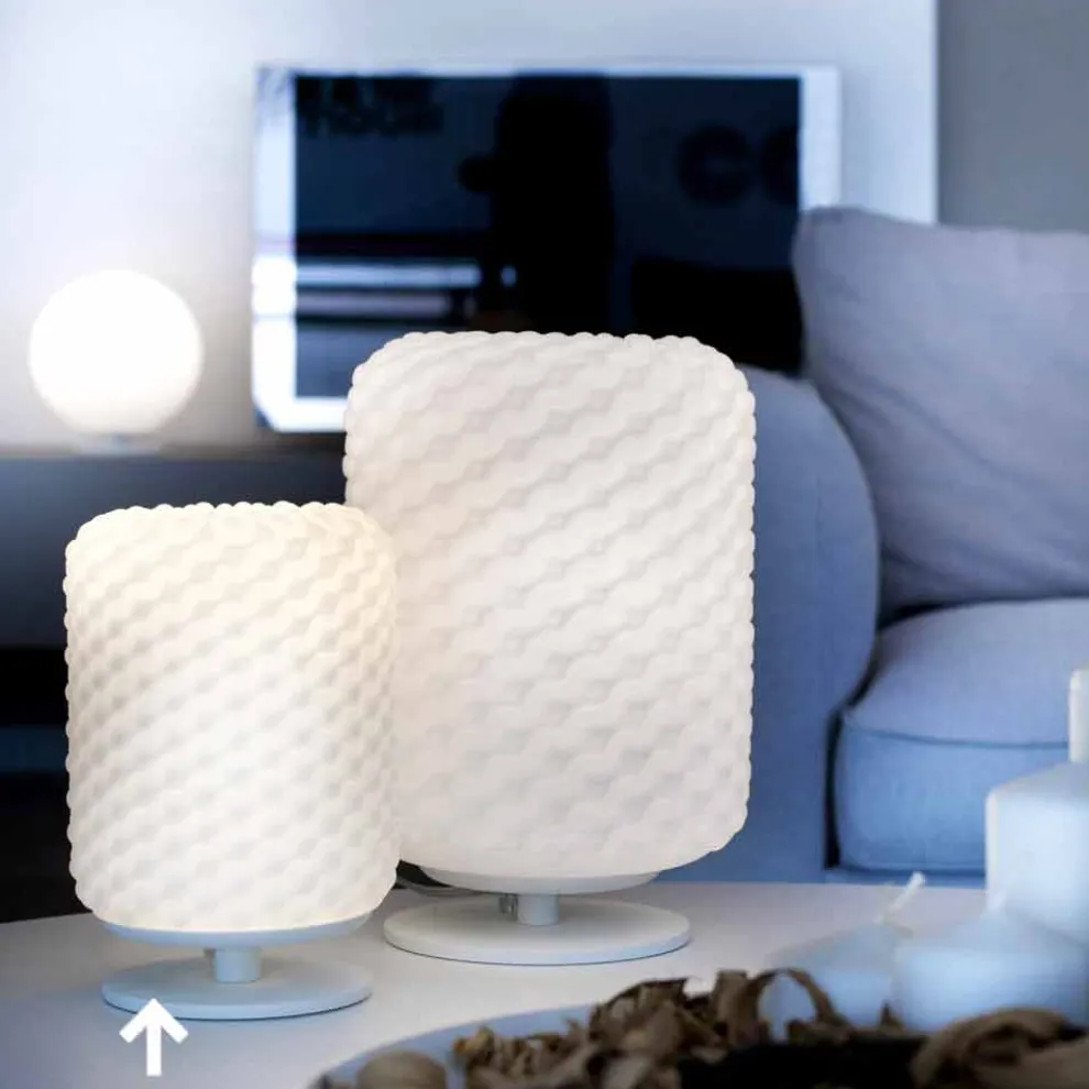 Selene Domini Tischlampe Ø15 H22cm, handgemachtes geblasenes Glas