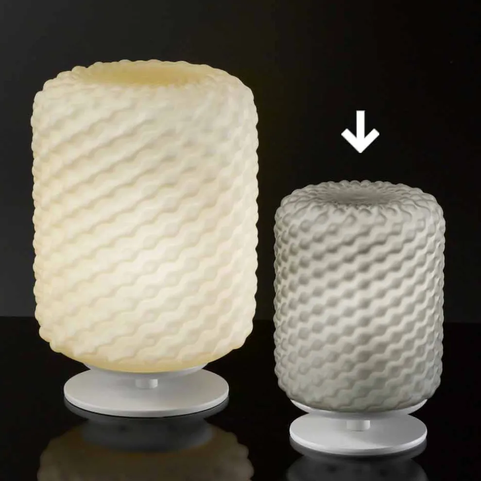 Selene Domini Tischlampe Ø15 H22cm, handgemachtes geblasenes Glas