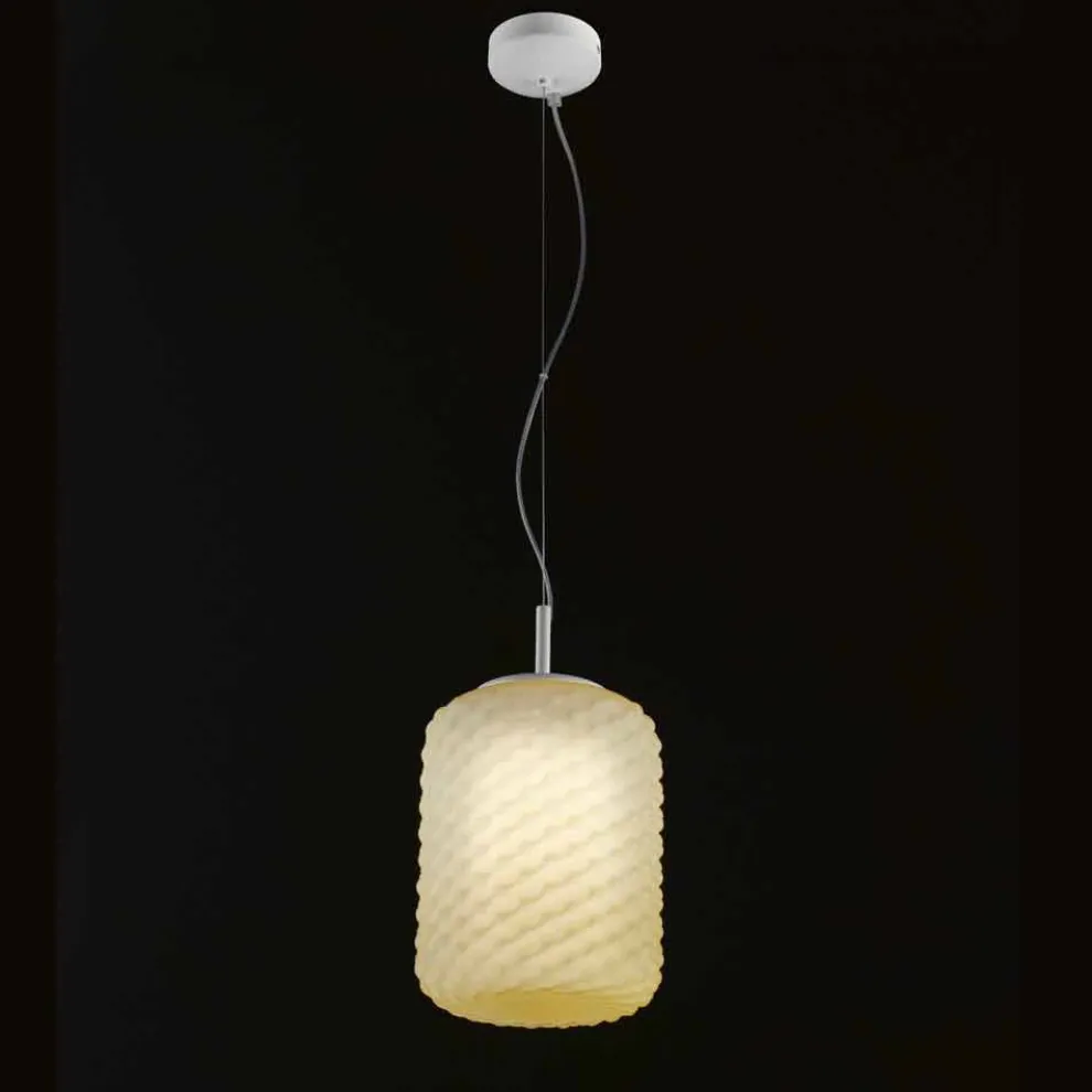 Selene Domino Hängelampe aus geblasenem Glas, Ø21 H 27/140 cm