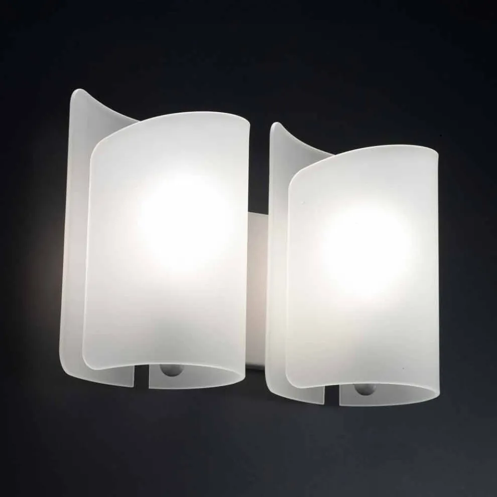 Selene Papiro Wandleuchter aus satiniertem Kristall 34x14 H25cm, Italy