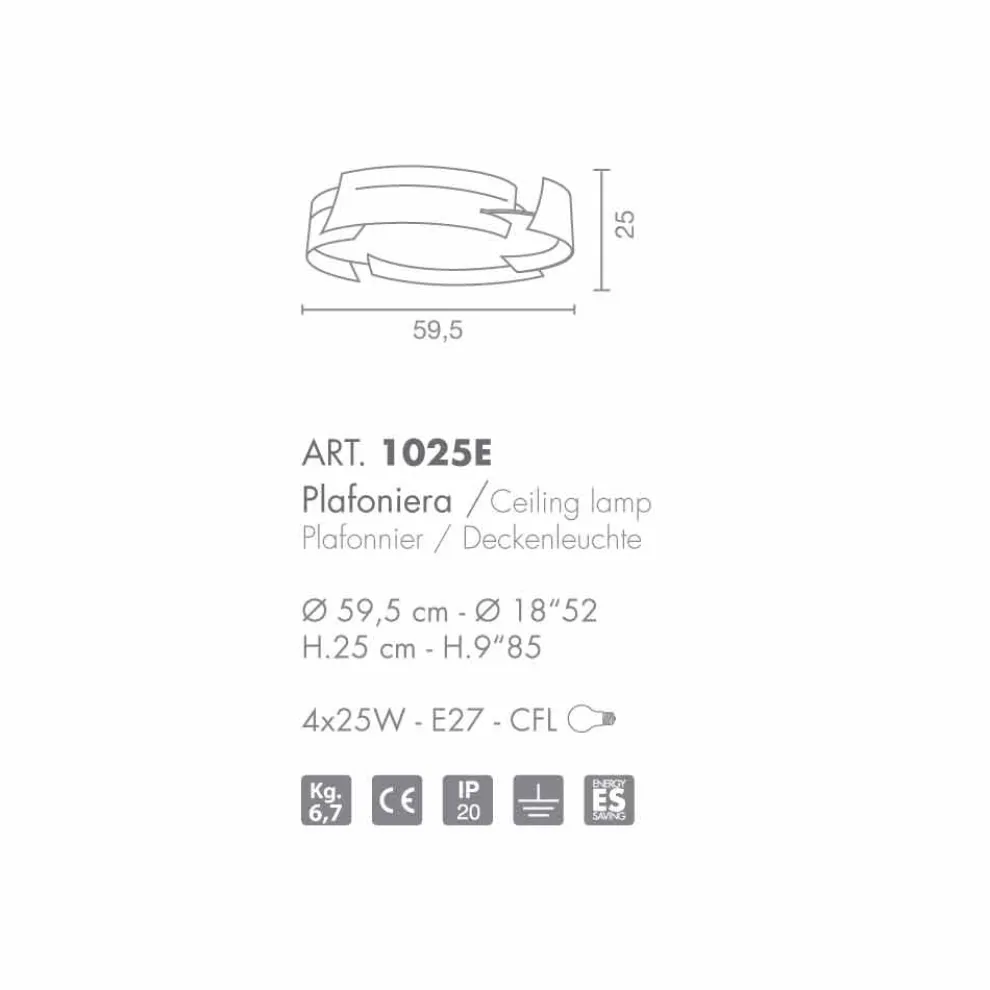 Selene Vultur Design Deckenlampe Ø59,5 H 25cm made in Italy