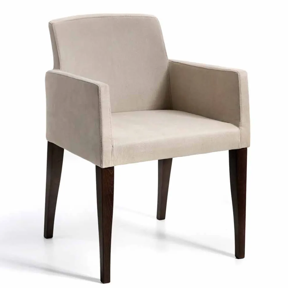 Sessel aus Kunstleder und Holz, modernes Design, Omega made in Italy