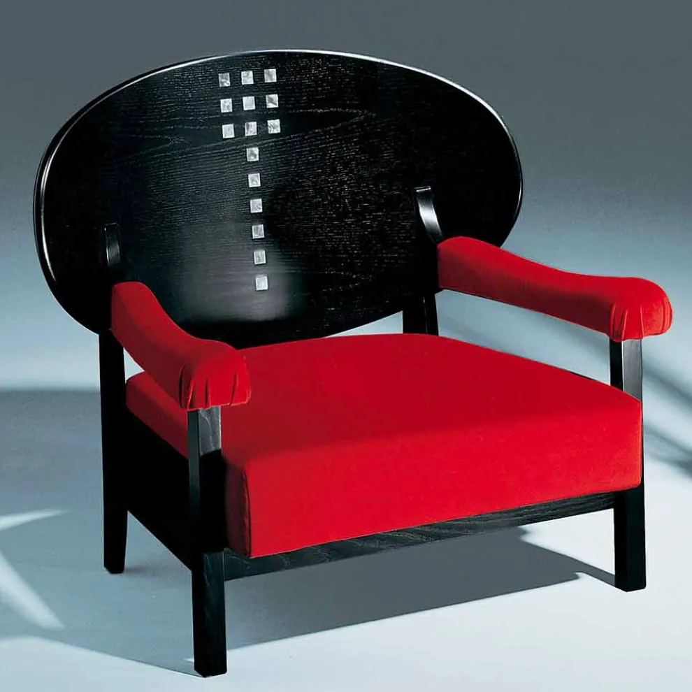 Sessel aus schwarz gebeizter Esche mit Baumwollbezug Made in Italy - Peleo