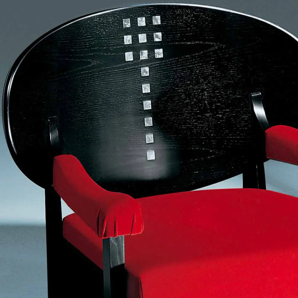 Sessel aus schwarz gebeizter Esche mit Baumwollbezug Made in Italy - Peleo