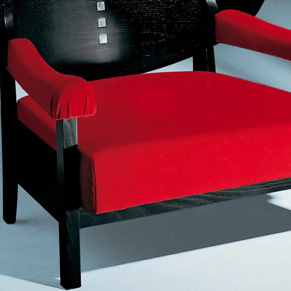 Sessel aus schwarz gebeizter Esche mit Baumwollbezug Made in Italy - Peleo