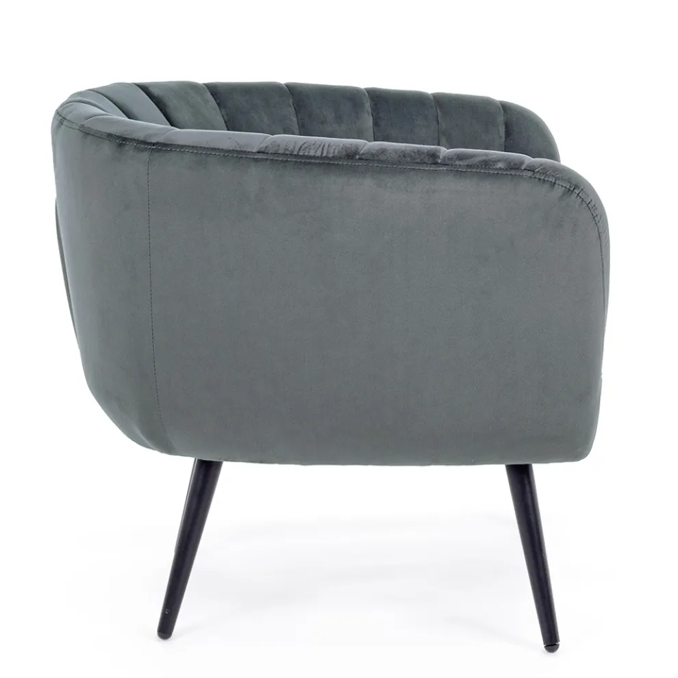 Sessel aus Stahl und grauem oder blauem Samt Skandinavisches Design - Hilary