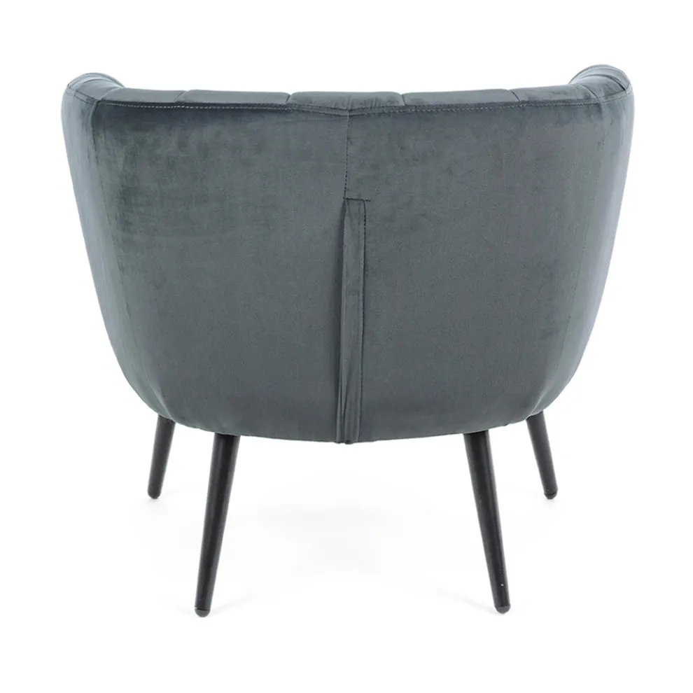 Sessel aus Stahl und grauem oder blauem Samt Skandinavisches Design - Hilary