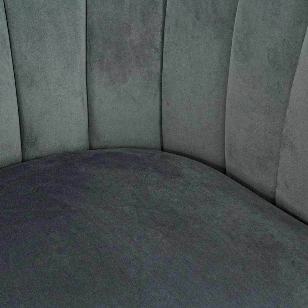 Sessel aus Stahl und grauem oder blauem Samt Skandinavisches Design - Hilary