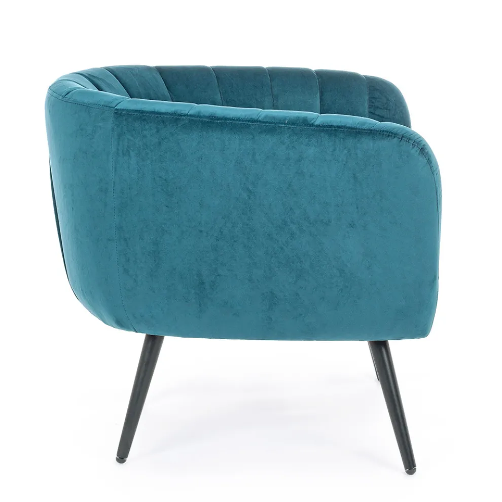 Sessel aus Stahl und grauem oder blauem Samt Skandinavisches Design - Hilary