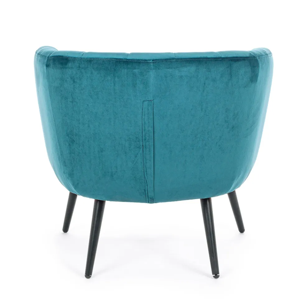 Sessel aus Stahl und grauem oder blauem Samt Skandinavisches Design - Hilary