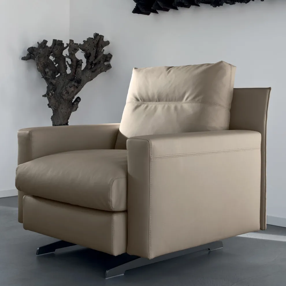 Sessel mit Sitzkissen gepolstert aus Federn und Polyester Made in Italy - Malizioso