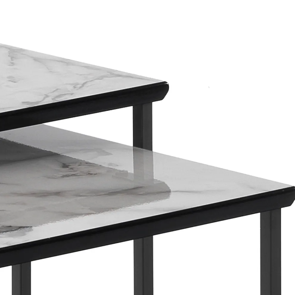 Set mit 2 Couchtischen aus Stahl und MDF – Osmio