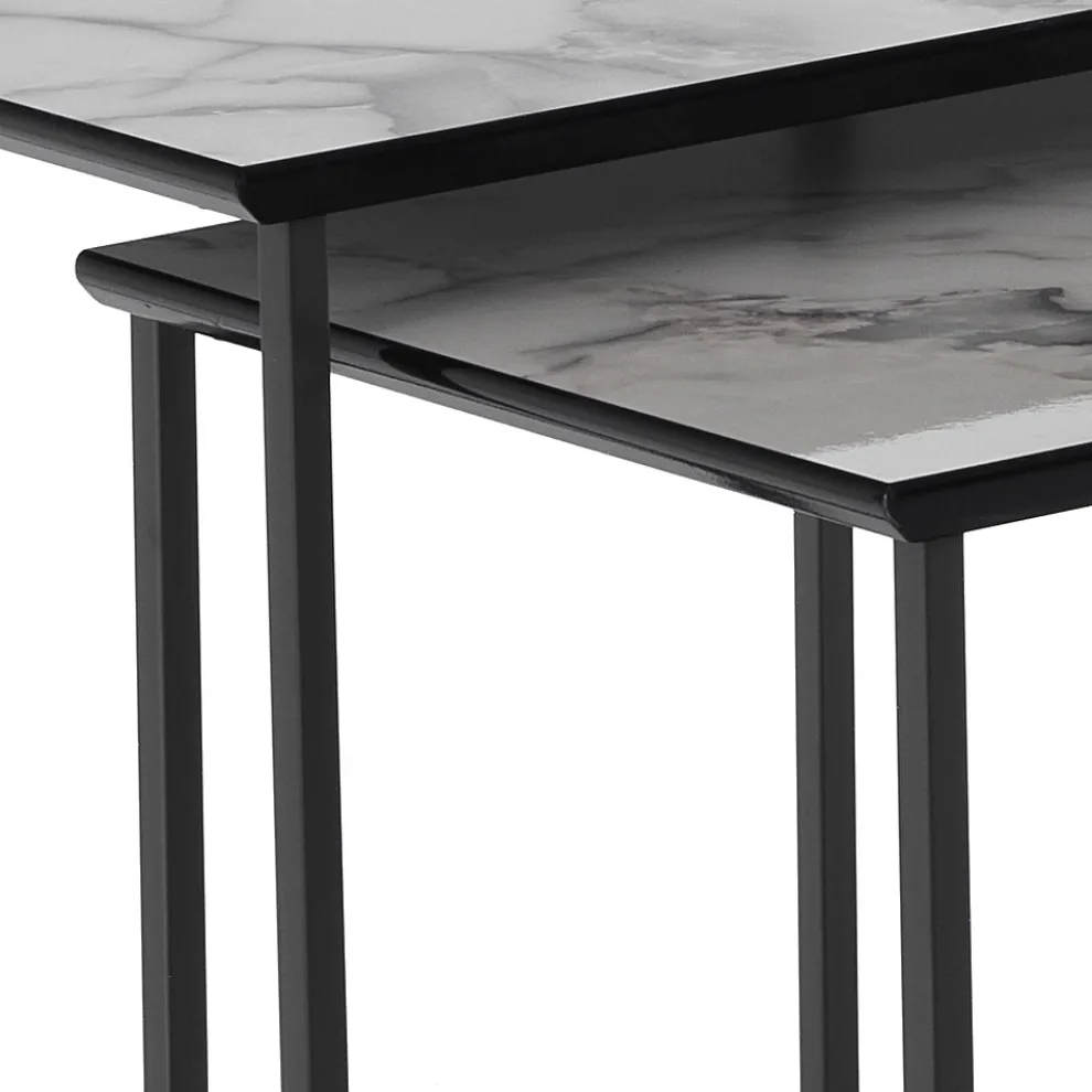 Set mit 2 Couchtischen aus Stahl und MDF – Osmio