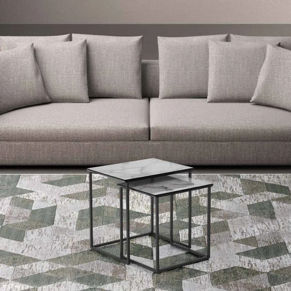 Set mit 2 Couchtischen aus Stahl und MDF – Osmio