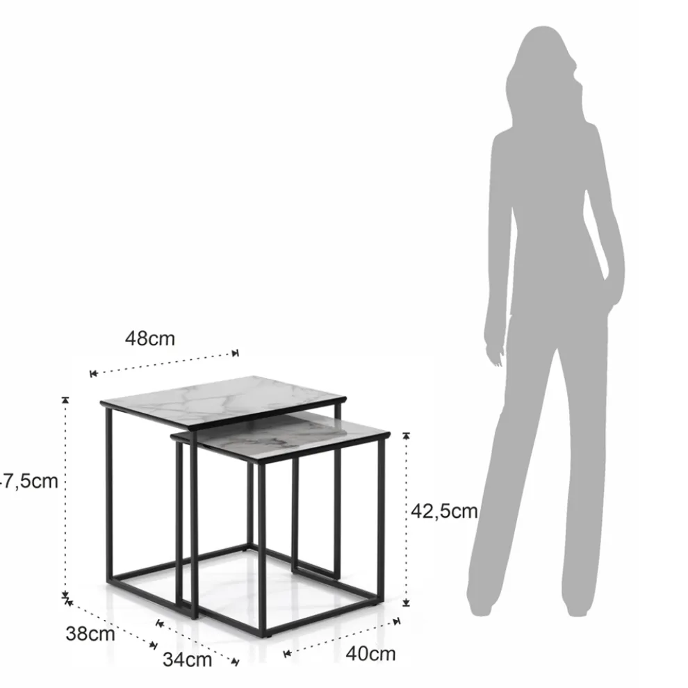 Set mit 2 Couchtischen aus Stahl und MDF – Osmio